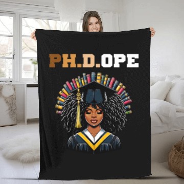 Discover PHDOPE PhD Doctorate Student Graduation Black Queen 2024 2 Fleece Blankets