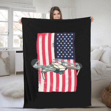 Discover Drone American Flag Drone Pilot Zip Fleece Blankets