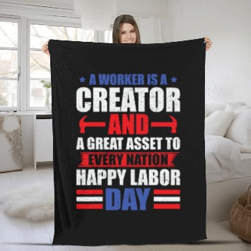 Discover a worker is creator t labor day graphic plus size Fleece Blankets