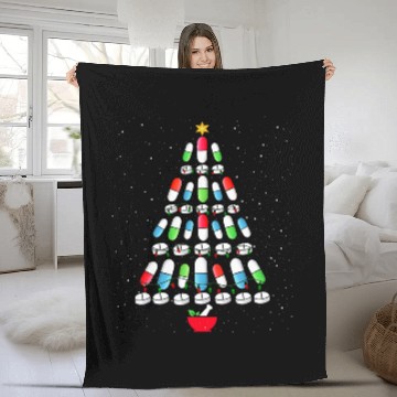 Discover Funny Pharmacy Christmas Tree Pharmacist Christmas Baseball Tees Fleece Blankets