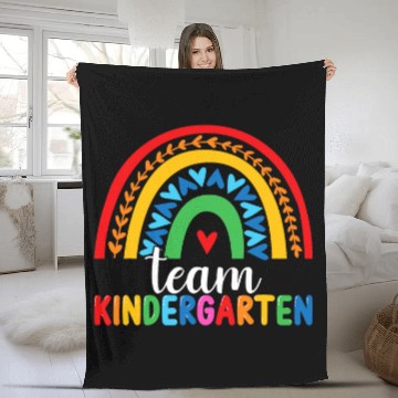 Discover Team Kinder Cute Boho Rainbow Teacher Kindergarten Squad Fleece Blankets