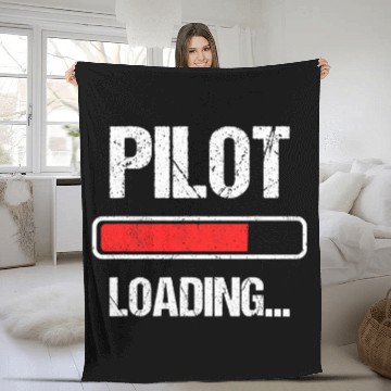 Discover Pilot Loading Please Wait Future Flight Student Kid Pilot Fleece Blankets