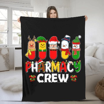 Discover Pharmacy Crew Pharmacist Technician Christmas Baseball Tees Fleece Blankets