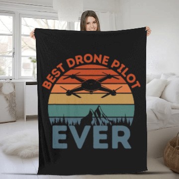 Discover Drone Flying Quadcopter FPV Remote Control Drone Pilot Fleece Blankets
