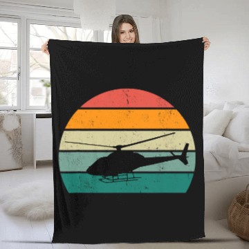 Discover Helicopter Pilot Retro Sunset Design Zip Fleece Blankets