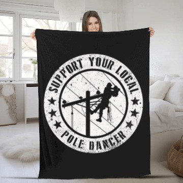 Discover American Lineman Powerline Worker Baseball Tees Fleece Blankets
