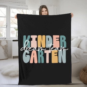Discover Kindergarten Dream Team Elementary School Team Teacher Retro Fleece Blankets
