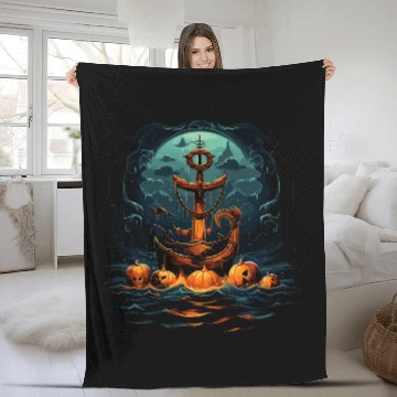 Discover Halloween Boat Anchor 2 Fleece Blankets