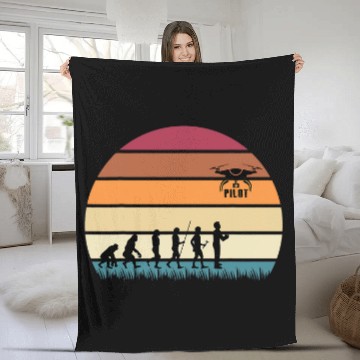 Discover Drone Pilot Evolution Funny Quadcopter Drone Evolution Fleece Blankets