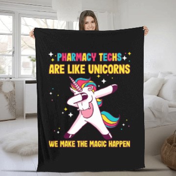 Discover Pharmacy Technician pharmacy school pharmtech Unicorns design Fleece Blankets