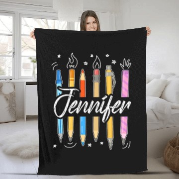 Discover Jennifer Personalized Name For School Teacher Student Crayon Zip Fleece Blankets