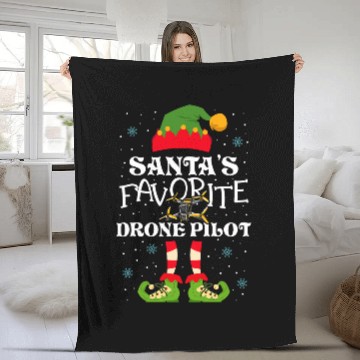 Discover Santas Favorite Drone Pilot Christmas Helper Fleece Blankets