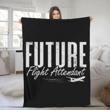 Discover Future Flight Attendant Plane Flight School Student Grunge Fleece Blankets