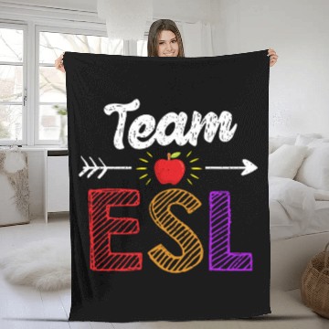Discover Team Esl Teacher Student Funny Back To School Fleece Blankets