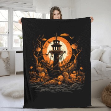 Discover Halloween Boat Anchor Zip Fleece Blankets