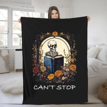 Discover Cant Stop Floral Skeletons Reading Bookworm Reader Funny Fleece Blankets