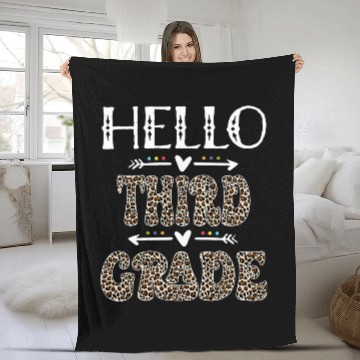 Discover Third Grade Vibes 3rd Grade Hello Leopard Teachers Kids Fleece Blankets