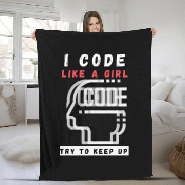 Discover I Code Like a Girl Programmer Fleece Blankets Baseball Tees
