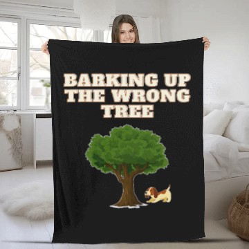 Discover Bark up the wrong tree funny dog lover Fleece Blankets