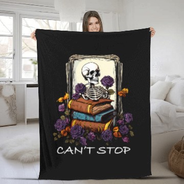 Discover Cant Stop Floral Skeletons Reading Bookworm Reader Funny 2 Fleece Blankets