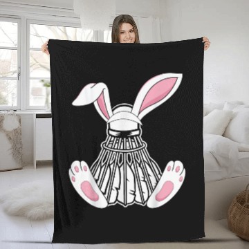 Discover Happy Easter Badminton Ears Funny Easter Day Bunny Lovers Fleece Blankets