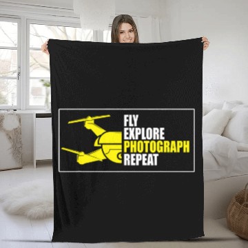 Discover Drone Fly Explore Photograph Repeat Fleece Blankets