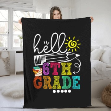 Discover Hello 6th Grade Funny Teacher Student Back To School Baseball Tees Fleece Blankets