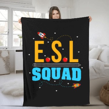 Discover English Second Language Teacher Team ESL Squad Language Baseball Tees Fleece Blankets