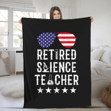 Discover Retired Science Teacher US Flags School Retirement Fleece Blankets