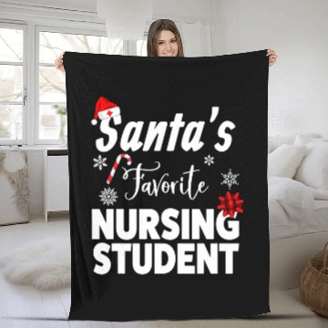 Discover Santas Favorite Nursing Student Christmas Baseball Tees Fleece Blankets