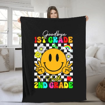 Discover goodbye 1st grade hello 2nd grade teacher kid back to school Fleece Blankets