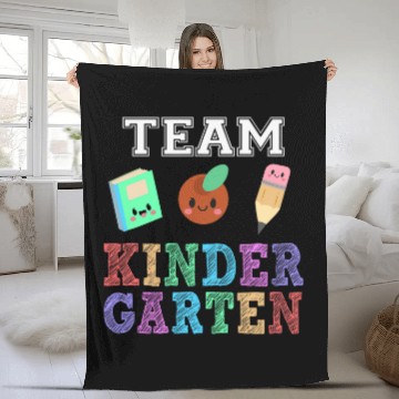 Discover Team Kindergarten First Day Back to School Student Teacher Fleece Blankets