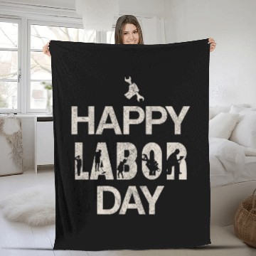 Discover Happy Labor Day Graphic Celebrate the American Worker Fleece Blankets