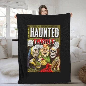 Discover Halloween Horror Devil Grim Reaper vintages Comic Book Retro Fleece Blankets