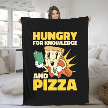Discover Book Lover Student Reading Learning Studying Pizza Fleece Blankets