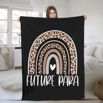 Discover Future Para Paraprofessional Teacher Leopard Rainbow Fleece Blankets