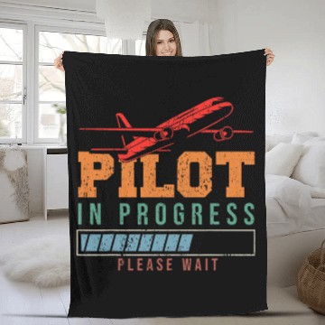Discover Pilot in Progress Aircraft Flight School Airplane Pilot 1 Fleece Blankets