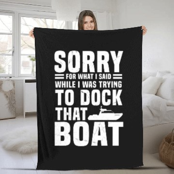 Discover Funny Boat Docking Saying Motorboat Skipper Fleece Blankets