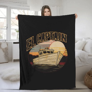Discover El Capitan Captain Anchor Boat Funny Boating Fleece Blankets