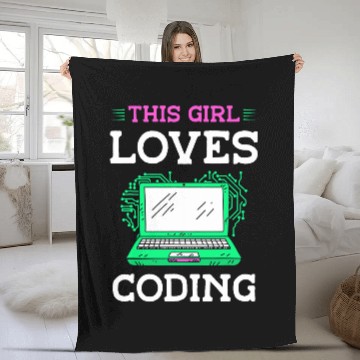 Discover This Girl Loves Coding Code Sayings Programmer Coder Baseball Tees Fleece Blankets