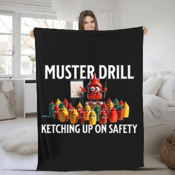 Discover Funny Boat Cruise muster drill safety sea vacation Fleece Blankets