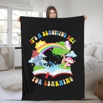 Discover Its a beautiful day for learning Rainbow Womens Book Lover Fleece Blankets