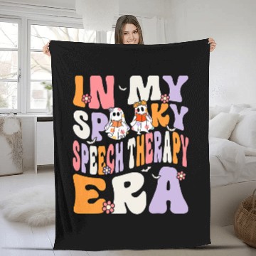 Discover In My Spooky Speech Therapy Era ghosts Groovy Halloween Baseball Tees Fleece Blankets