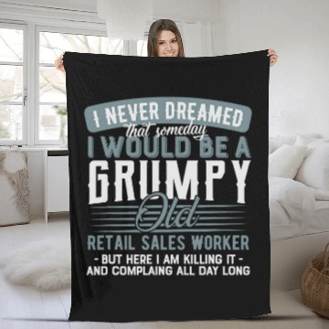 Discover Retail Sales Worker Grumpy and Old Baseball Tees Fleece Blankets