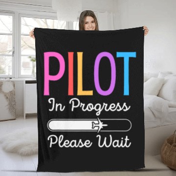 Discover Pilot In Progress Please Wait Flight Future Pilot Funny Baseball Tees Fleece Blankets