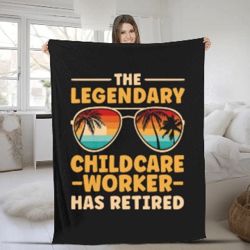 Discover Retired Childcare Worker Retirement Zip Fleece Blankets