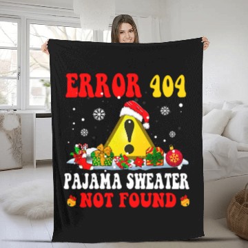 Discover Error 404 Pajama Not Found Funny Christmas Santa Programmer Fleece Blankets