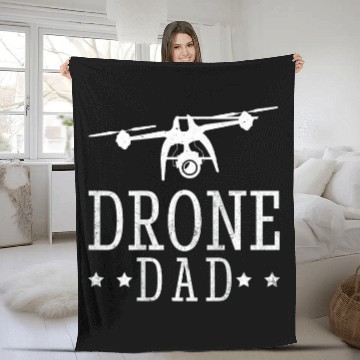 Discover Drone Dad Drone Pilot Daddy Quadcopter Operator Art on Back Fleece Blankets