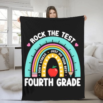 Discover Rock The Test Day 4th Grade Teacher Fourth Grade Testing Day Baseball Tees Fleece Blankets