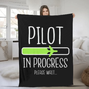 Discover Pilot In Progress Apparel Funny Flight School Student Fleece Blankets